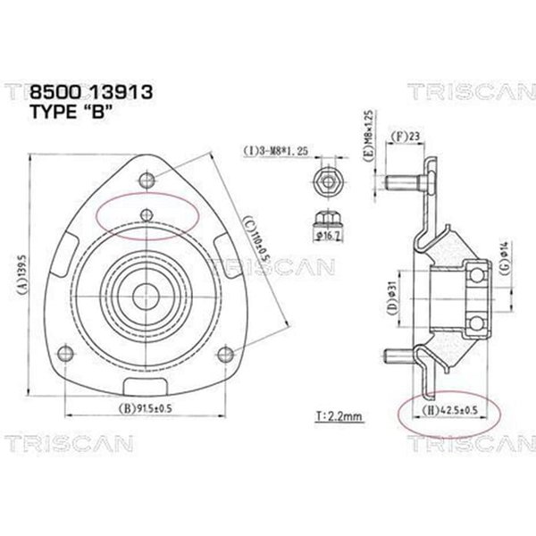 Triscan Federbeinlager Toyota Yaris P1 P2-image