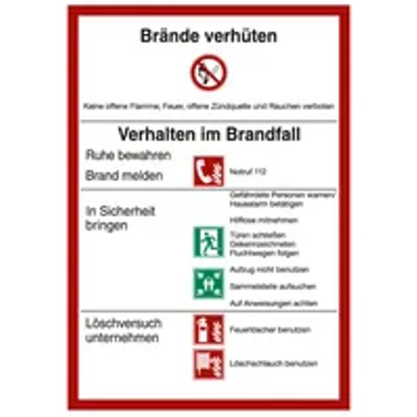 Marahrens Hinweisschild Brände verhüten