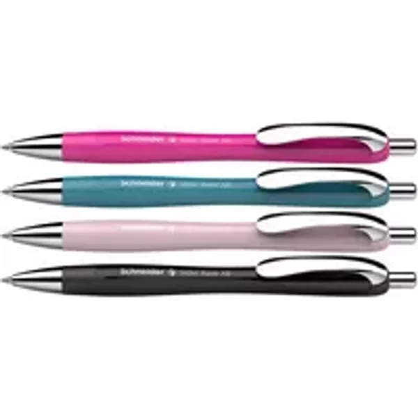 Schneider Kugelschreiber Slider Rave schwarz, power pink, teal, pearl 4 St./Pack.