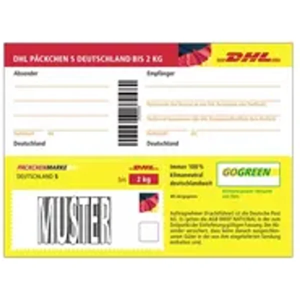 Paketmarke S, max. Größe 35 x 25 x 10 cm (B x H x T), bis 2 kg
