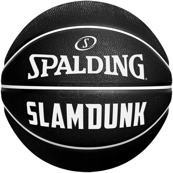 Ballon De Basket Spalding Slam Dunk Noir Blanc Sz5 Caoutchouc-image