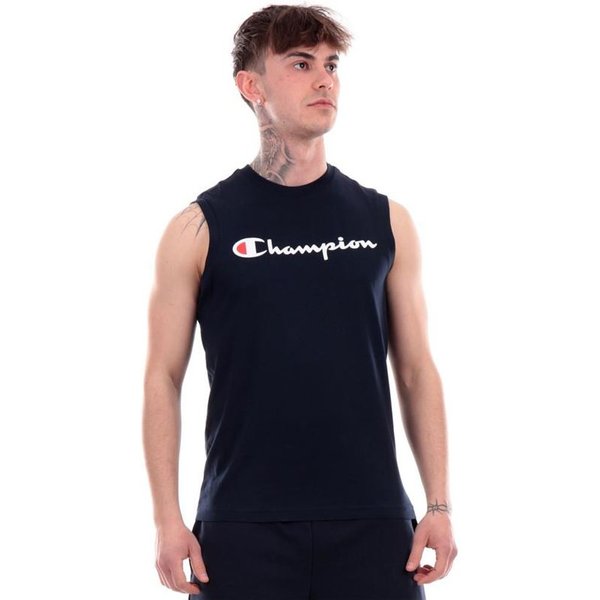 T-Shirt Champion Col CrêPé Sans Manches Homme Bleu Marine-image