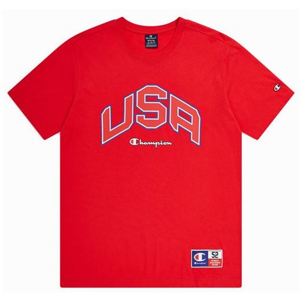 T-shirt Champion Homme Col ras du cou Rouge