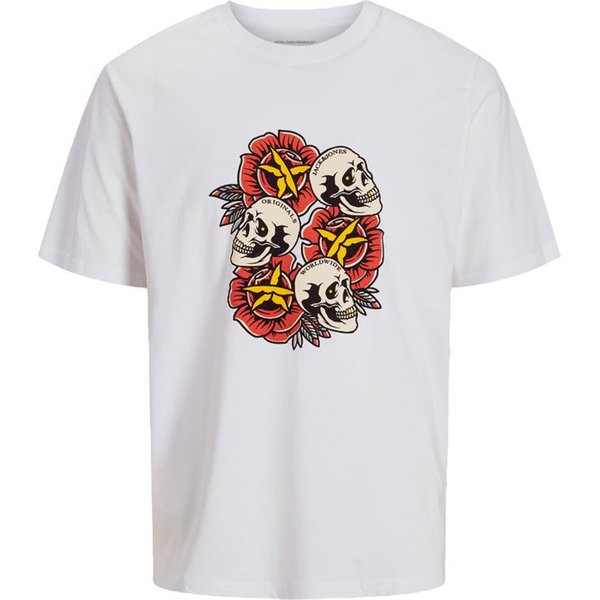 T-shirt Enfant Jack & Jones Joranatomy Skull Ss Crew Neck Sn Bright White