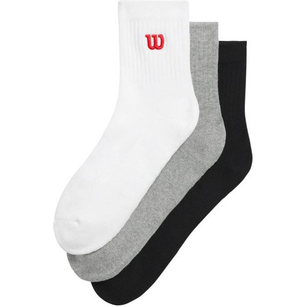 Chaussettes de Tennis Wilson Quarter Haut Sock Blanc brillant/Noir Pack