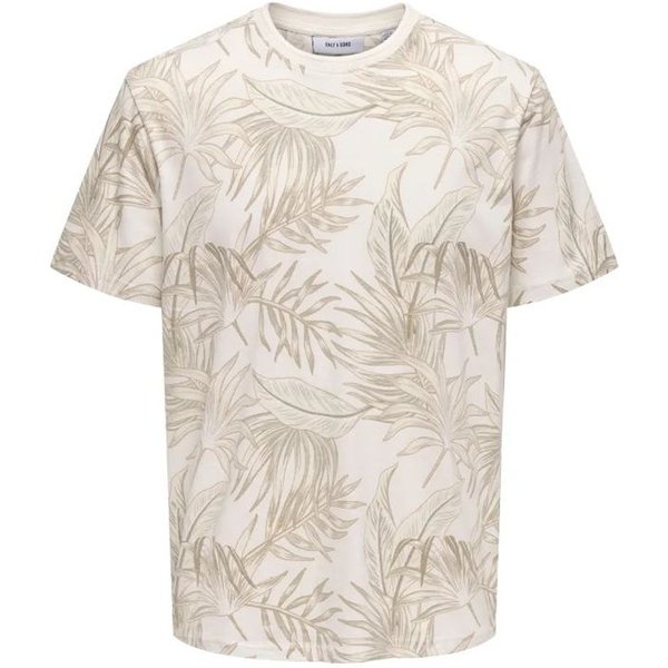 T-shirt Only & Sons Onskash Reg Leaf Aop Homme Egret
