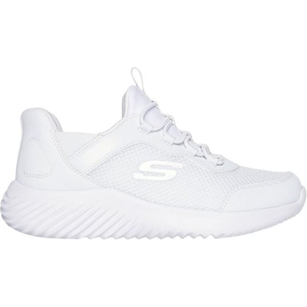 Chaussures Skechers Bounder - Brisk-Burst Blanc Tricot Maille/ Argent Enfant