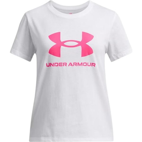 T-shirt Manches Courtes Under Armour Grand Logo Ss Fille Blanc