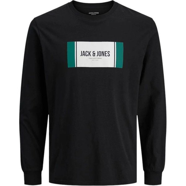 T-shirt Jack and Jones Jjhayato Ls Crew Homme Noir