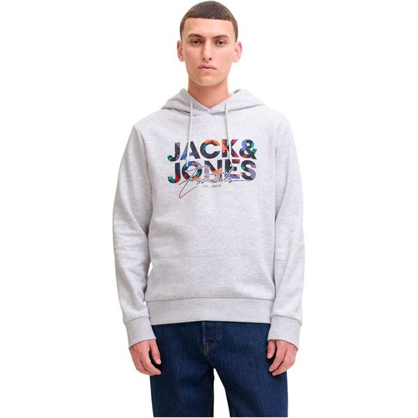 Sweat Jack&Jones Jjgeplas Sweat Hood Ln Homme Blanc Mélange