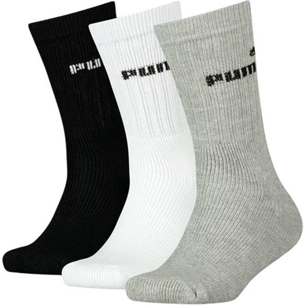 Chaussettes Puma Elements Junior Crew Sock 3P Enfant Blanc / Gris / Noir