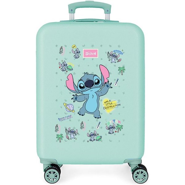 Valise Disney Trolley ABS 55Cm.4R. Stitch Little Destruction C.10, Bleu Turquoise Enfant-image