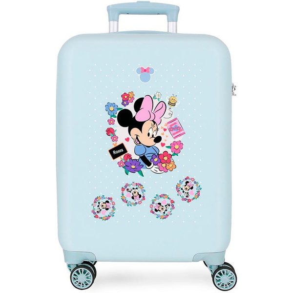 Valise Disney Trolley ABS 55Cm.4R. Minnie Fleurs, C.100, Bleu Clair Enfant-image