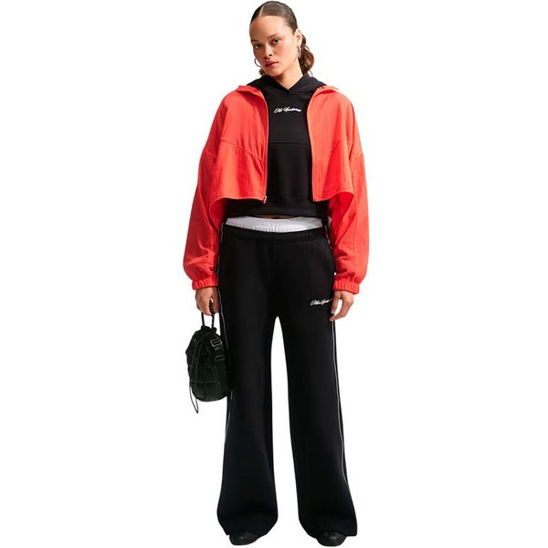 Pantalon Nike Studio Fleece pour Femme , taille mi-haute, à bords festonnés, gris