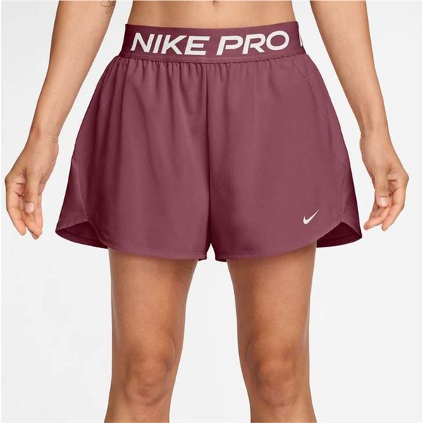 Pantalons Nike Pro Dri-Fit Taille Mi-Haute Doublé, Tissé 3 Pouces Femme Rouge-image