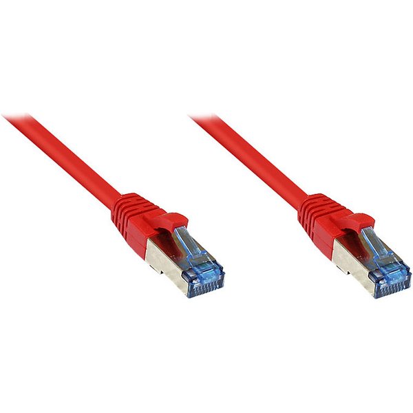 GoodConnections Patchkabel mit Rastnasenschutz, Cat. 6A, S/FTP, PiMF, halogenfrei, 500MHz, rot, 10m,