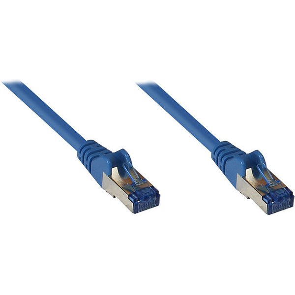 GoodConnections Patchkabel mit Rastnasenschutz, Cat. 6A, S/FTP, PiMF, halogenfrei, 500MHz, blau, 15m,