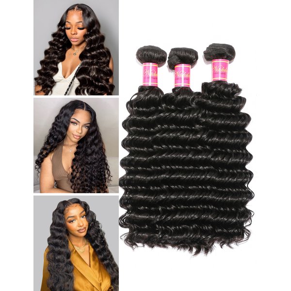 Nadula Brazilian Hair Deep Wave Virgin Hair 3 Bundles 4 Bundles Bouncy Human Hair