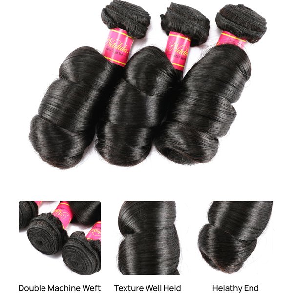 Nadula Loose Wave Bundles With 13X4 Lace Closure Frontal Human Hair Wave Style