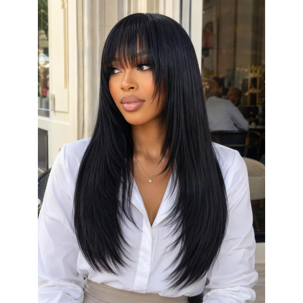 90%OFF | Nadula Flash Sale Yaki Straight Hair with Bang Put On and Go Beginner Friendly Glueless Human Hair Wigs