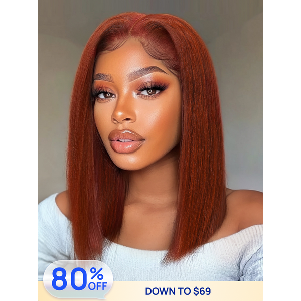 80%OFF | Nadula $69 Bye Bye Knots Yaki Straight Bob Wig Reddish Brown 7x5 Pre-Bleached Natural Looking Glueless Wig