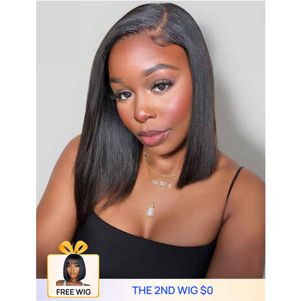 2nd Wig $0 | Nadula Flash Sale 7x5 Yaki Straight Wigs Put On and Go Human Hair Wig 150% Density