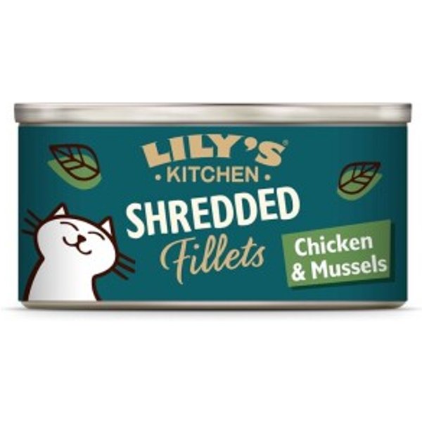 LILY'S KITCHEN Nourriture humide pour chat adulte Filets effilochés Poulet et moule 96x70 g