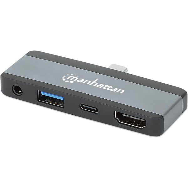 Manhattan USB-C Travel Dock/Hub. Ports (x4): HDMI. USB-A. USB-C and 3.