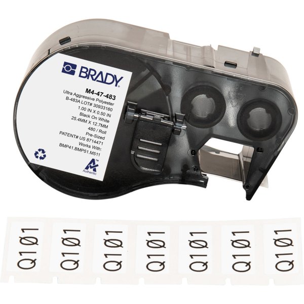 Brady M4-47-483 printer label Black. White Self-adhesive printer label