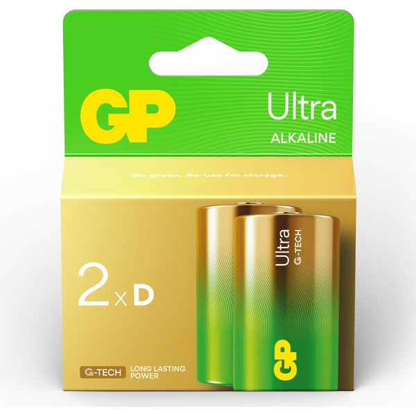 GP Batteries GP Ultra Alkaline D Battery - Pack of 2