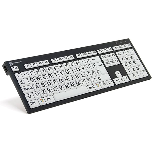 Logickeyboard XL Print keyboard Office USB QWERTY UK English Black. Wh