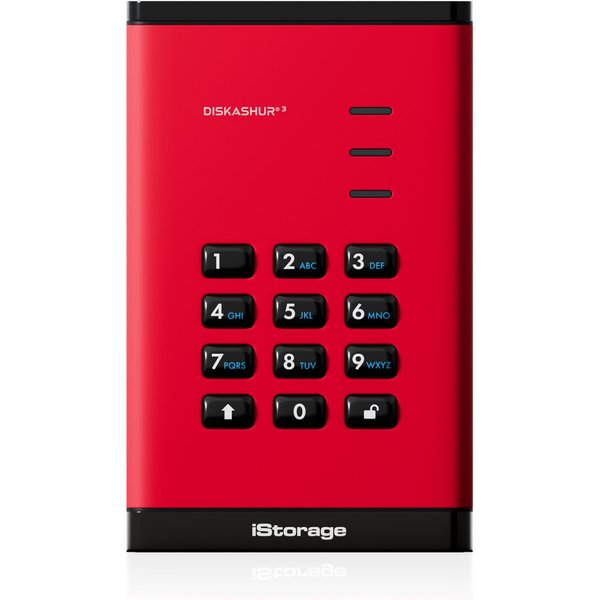 iStorage diskAshur³ SSD 1TB Red | Secure Portable Solid State Drive |