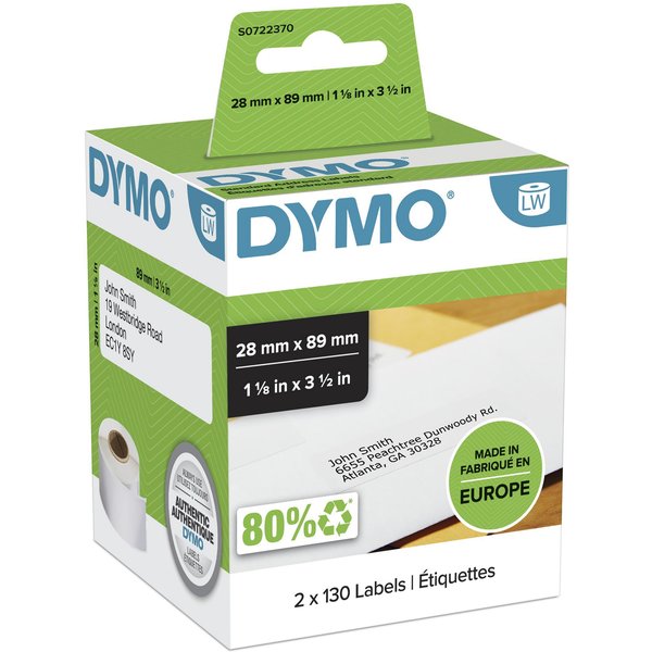 Dymo 99010/S0722370 DirectLabel-etikettes 89mm x28mm Pack=2 for Dymo 4