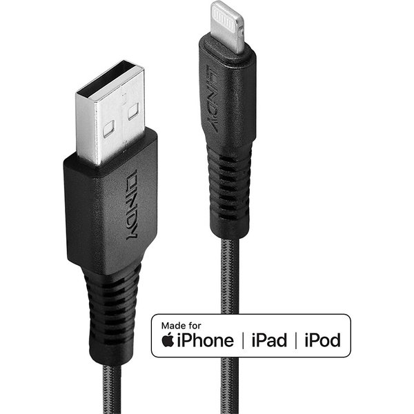 Lindy 2m Reinforced USB Type A to Lightning Charge and Sync Cable