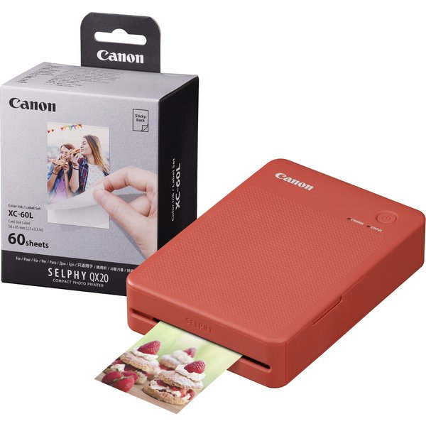 Canon Selphy QX20 Instant Photo Printer - Terracotta Red - Printer + 6