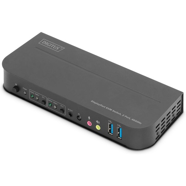 Digitus KVM Switch. 2-Port. 4K60Hz. 2 x DP in. 1 x DP/HDMI out