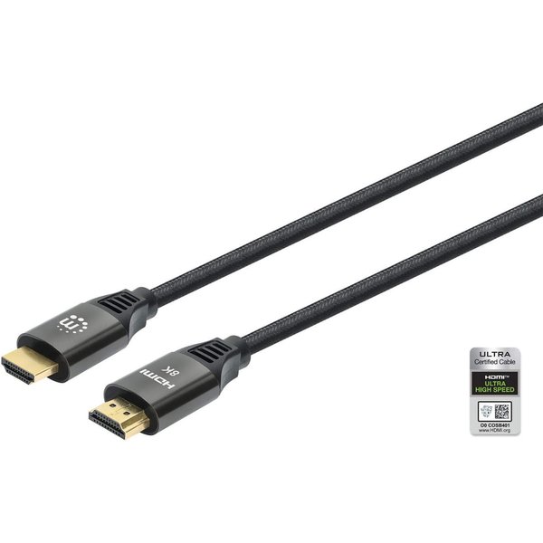 Manhattan HDMI 8K@60Hz Cable with Ethernet, 2m, Certified, Suitable for ALL 8K, 4K & 1080p/HD uses - when upgrading now or have it ready for when you need it, Male to Male, Black, 4K@120Hz, Ultra HD 4k x 2k, Lifetime Warranty, Ultra High Speed