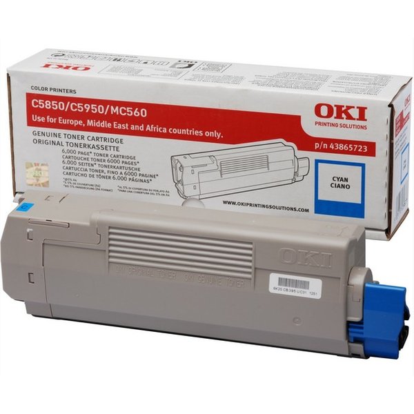 OKI 43865723 Toner cyan. 6K pages/5% for OKI C 5850