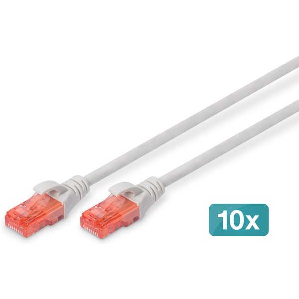 Digitus CAT 6 U/UTP Patch Cables. 0.5 m. Gray. LSZH. 10-Pack