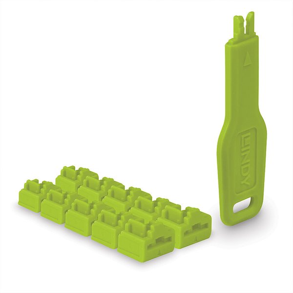 Lindy RJ45 Port Locks Green. 10x + 1 Key