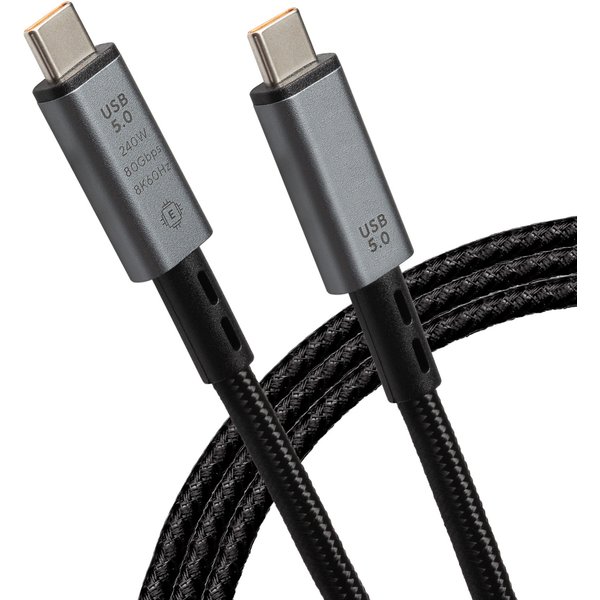Maplin USB-C to USB-C Cable Braided V5.0 80Gbps 240W PD 8K@ 60Hz Charg