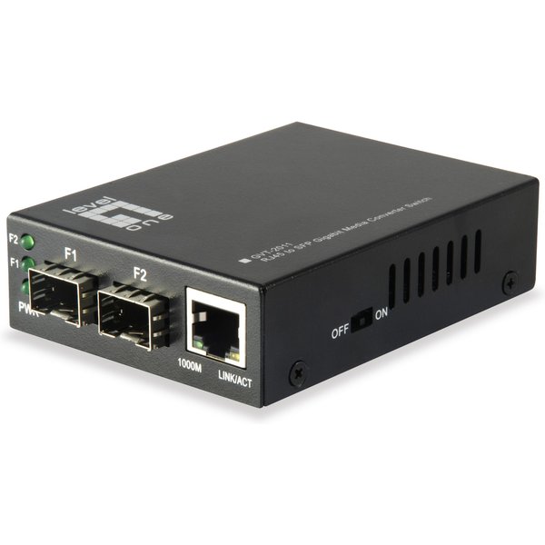 LevelOne RJ45 to SFP Gigabit Media Converter Switch. 2 x SFP. 1 x RJ45