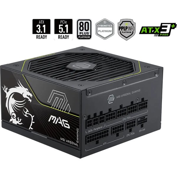 MSI MAG A1200PLS PCIE5 power supply unit 1200 W 20+4 pin ATX ATX Black