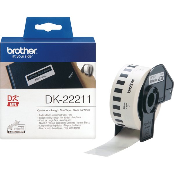 Brother DK-22211 DirectLabel Etikettes white Film 29mm x 15.24m for Br