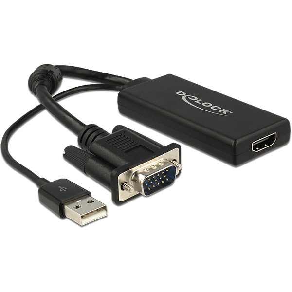 DeLOCK 0.25m VGA+USB2.0-A/HDMI VGA (D-Sub) + USB Black