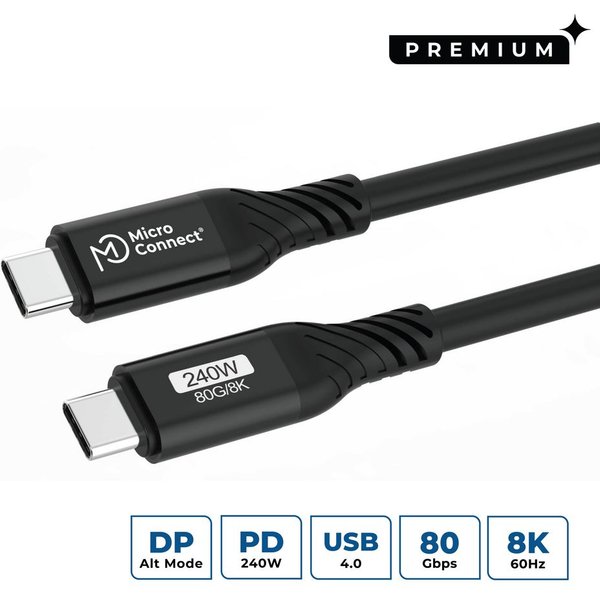 Microconnect USB4CC1-240W-80GBPS USB cable USB4 Gen 3x2 1 m USB C Blac