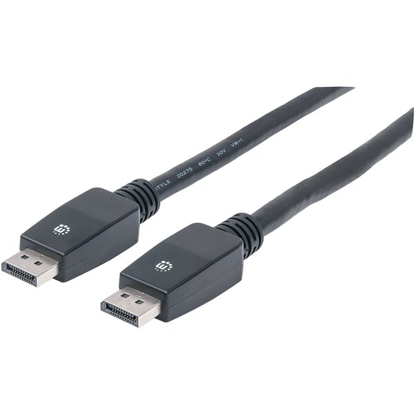 Manhattan DisplayPort 1.1 Cable, 4K@60Hz, 10m, Male to Male, With Latches, Fully Shielded, Black, Lifetime Warranty