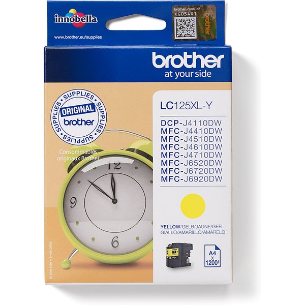 Brother LC-125XLY Ink cartridge yellow. 1.2K pages ISO/IEC 24711 10ml