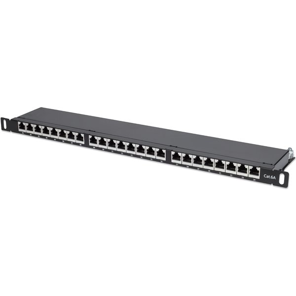 Intellinet Patch Panel Cat6a FTP 24-Port 19" 0.5U Shielded 90 Top-Entry Punch Down Blocks Black