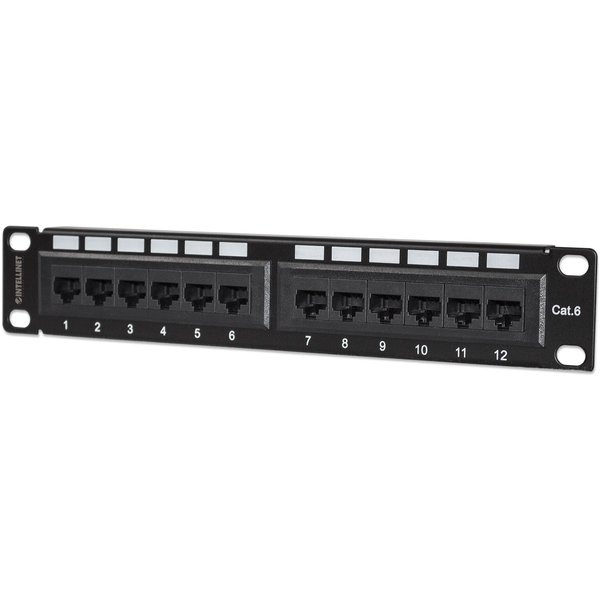Intellinet Patch Panel. Cat6. 10". UTP. 1U. 12-Port. Black